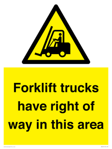 Forklift trucks have right of way